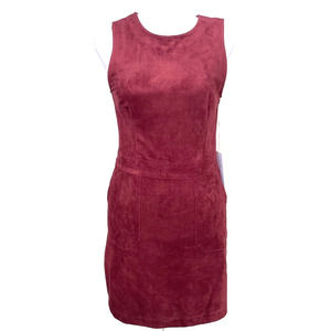 Bishop + Young Gemma Ruby Burgundy Faux Suede Shift Dress w/ Pockets Size Small